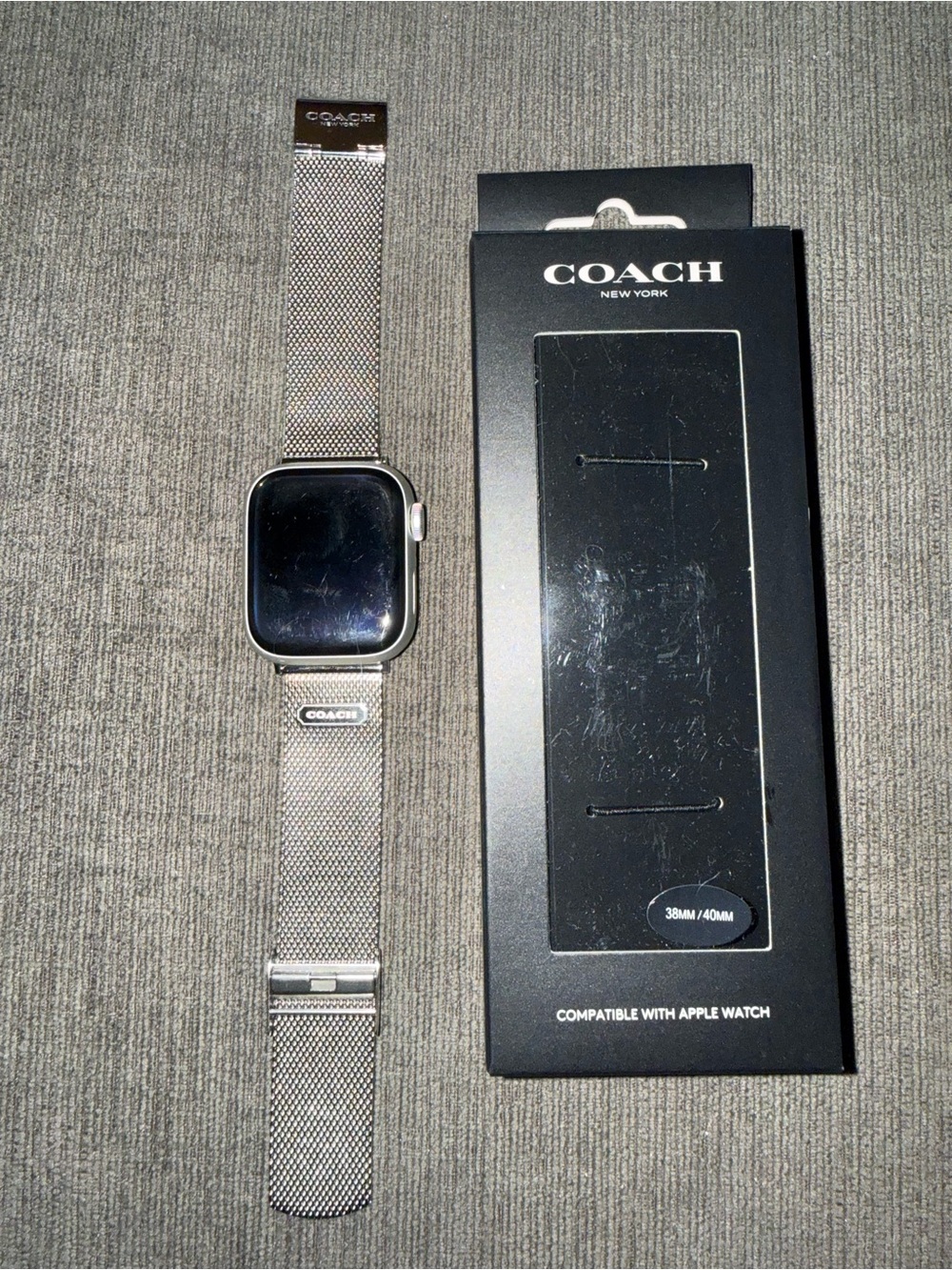 Coach Silver Mesh Milanese Apple Watch Band
